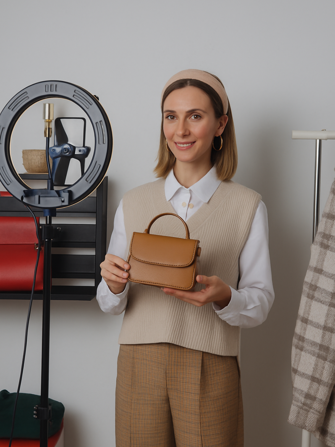 Ecommerce Product Promotion Woman Showing Handbag Brayne Digital